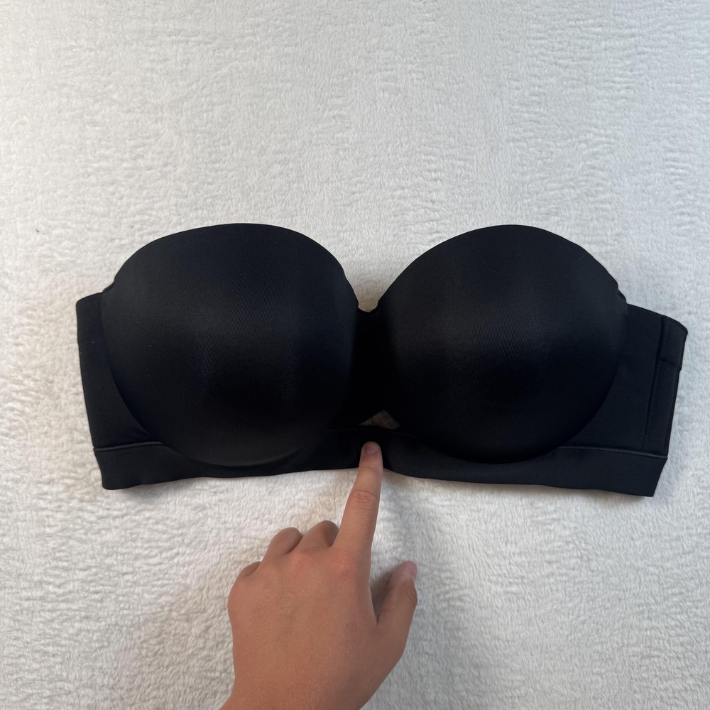 Cacique Bra Womens 40D‎ Black Strapless T Shirt Underwire Padded Smooth Everyday